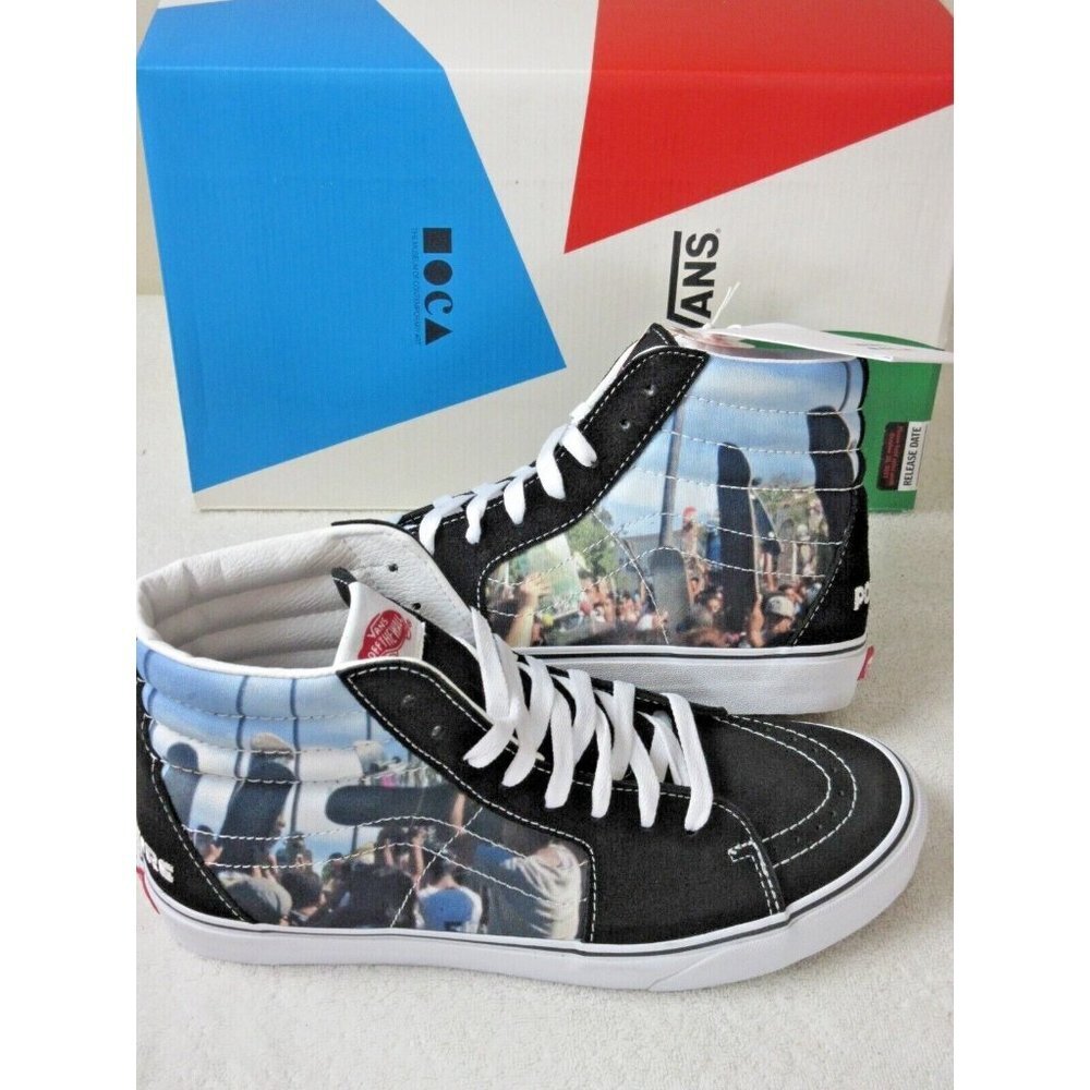 Vans x Moca Men's Frances Stark Sk8-Hi Black Canvas Suede shoes Sizes NIB